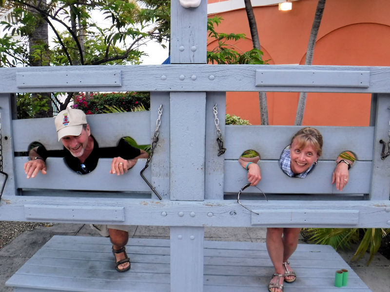 Karen and Pete in the Stocks